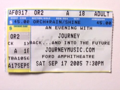 Journey Concert Ticket Row A Seat 18 Right In The Middle !